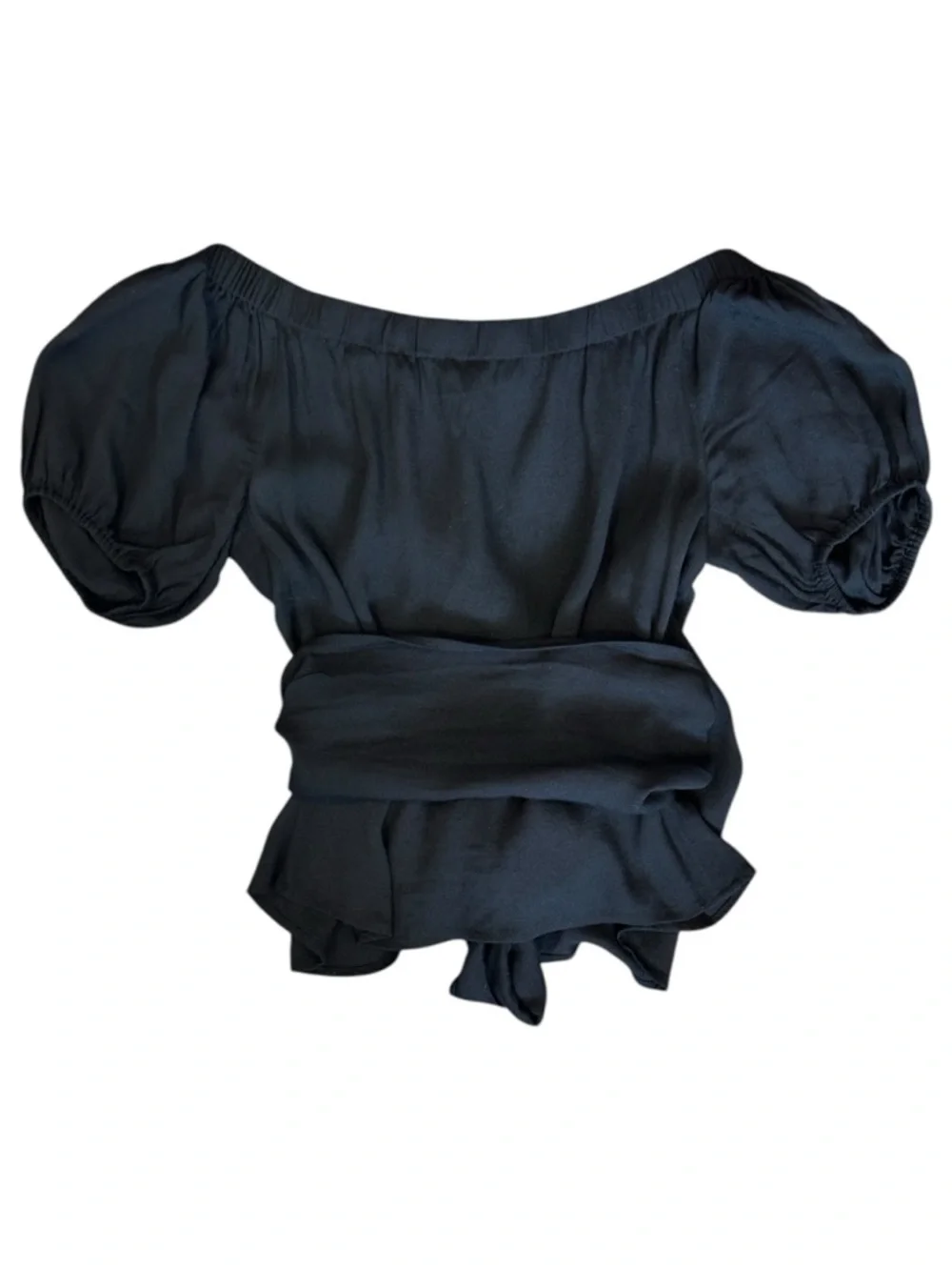 Reformation Lores Off The Shoulder Puff Sleeve Wrap Top in Black Women’s XS $148